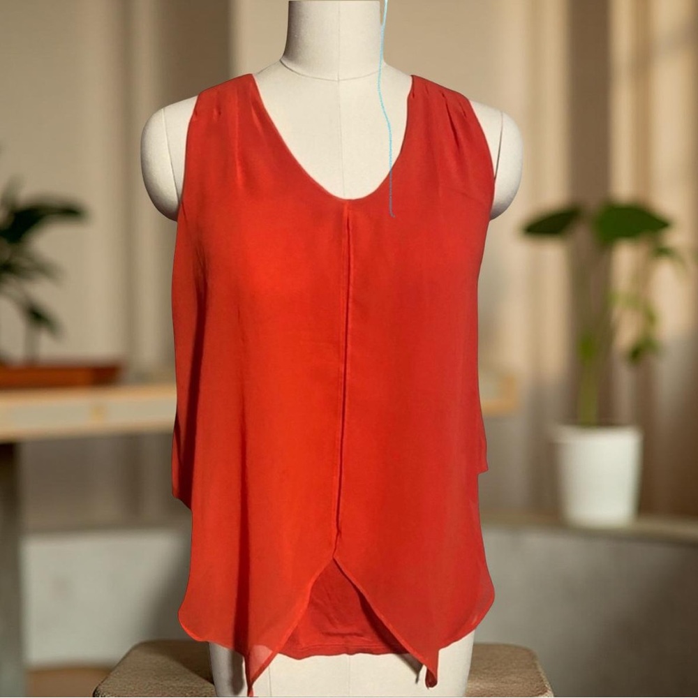 WHBM Red Orange Layered Sleeveless Women's Blouse